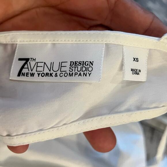 7th Avenue Sleeveless Square Neck Boho White Top Back Cutout Sash Waist Size XS - Picture 3 of 9